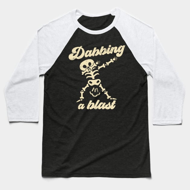 Dabbing a Blast - Funny Skeleton Fart Joke Baseball T-Shirt by Etopix